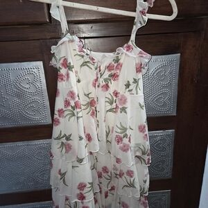 Wild Fable Pink Floral, Layered Dress - Ruffles Over Adjustable Straps Sz Small